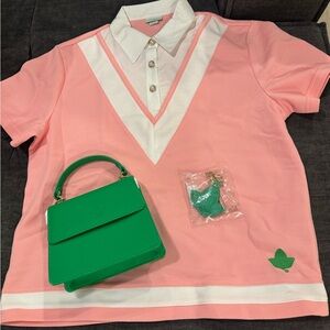 AKA sorority Pink and White Polo Shirt.
